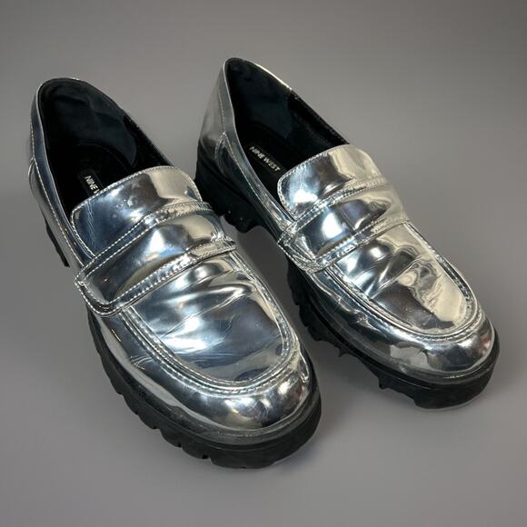 Nine West Garren3 Slip-On Loafers, Silver, Women's 10 M - Picture 1 of 9